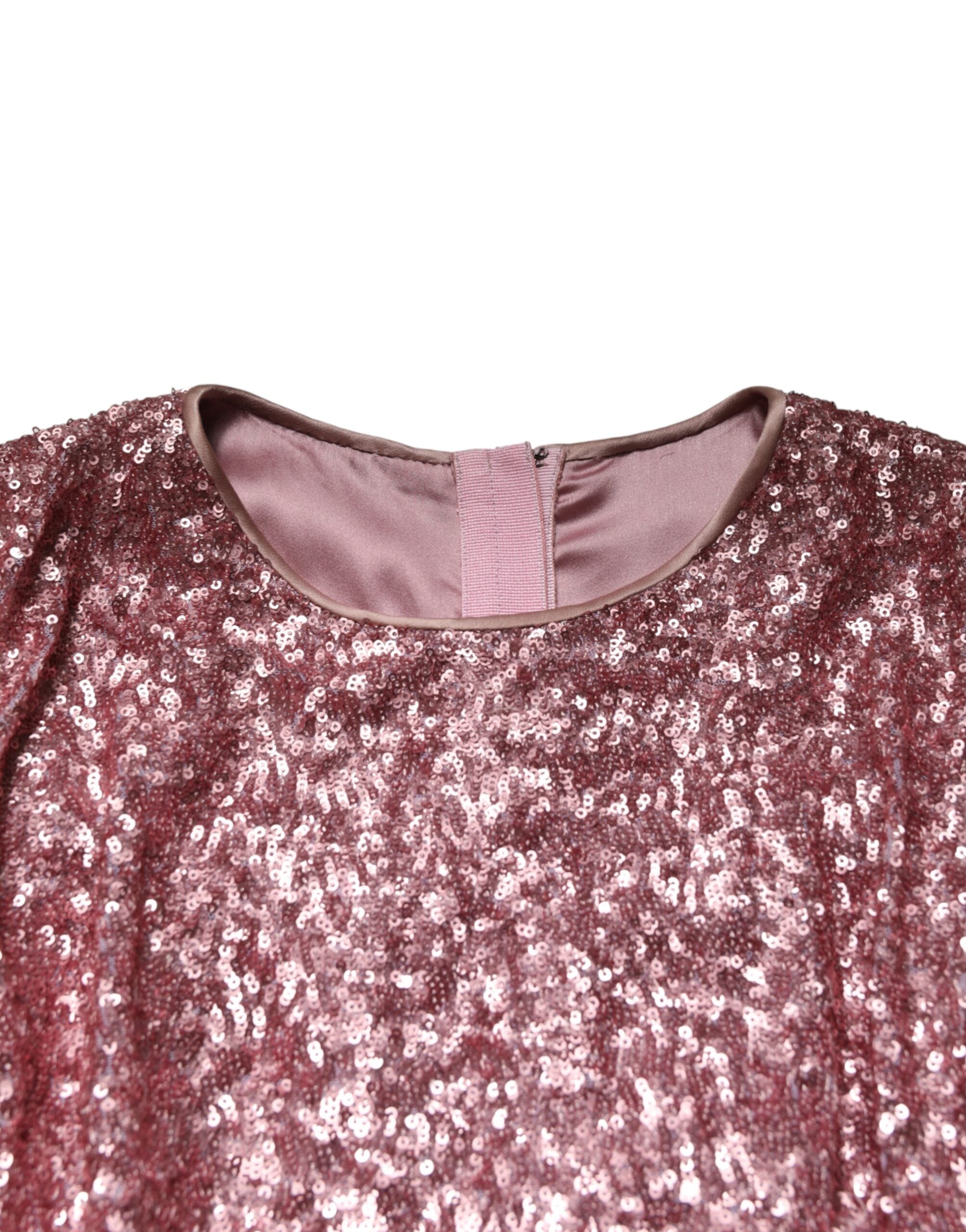 Pink Sequined Mermaid Long Gown Dress