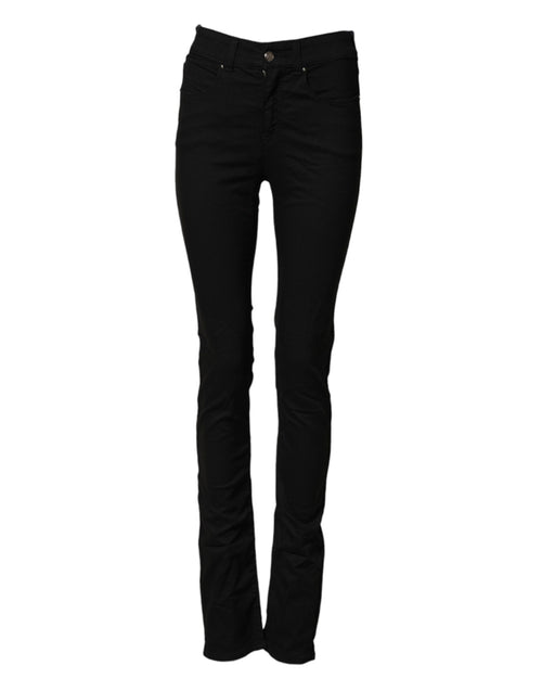 Schwarze Skinny Stretch-Jeans aus Baumwolle mit mittlerer Bundhöhe