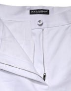 White Cotton High Waist WideLeg Cropped Pants
