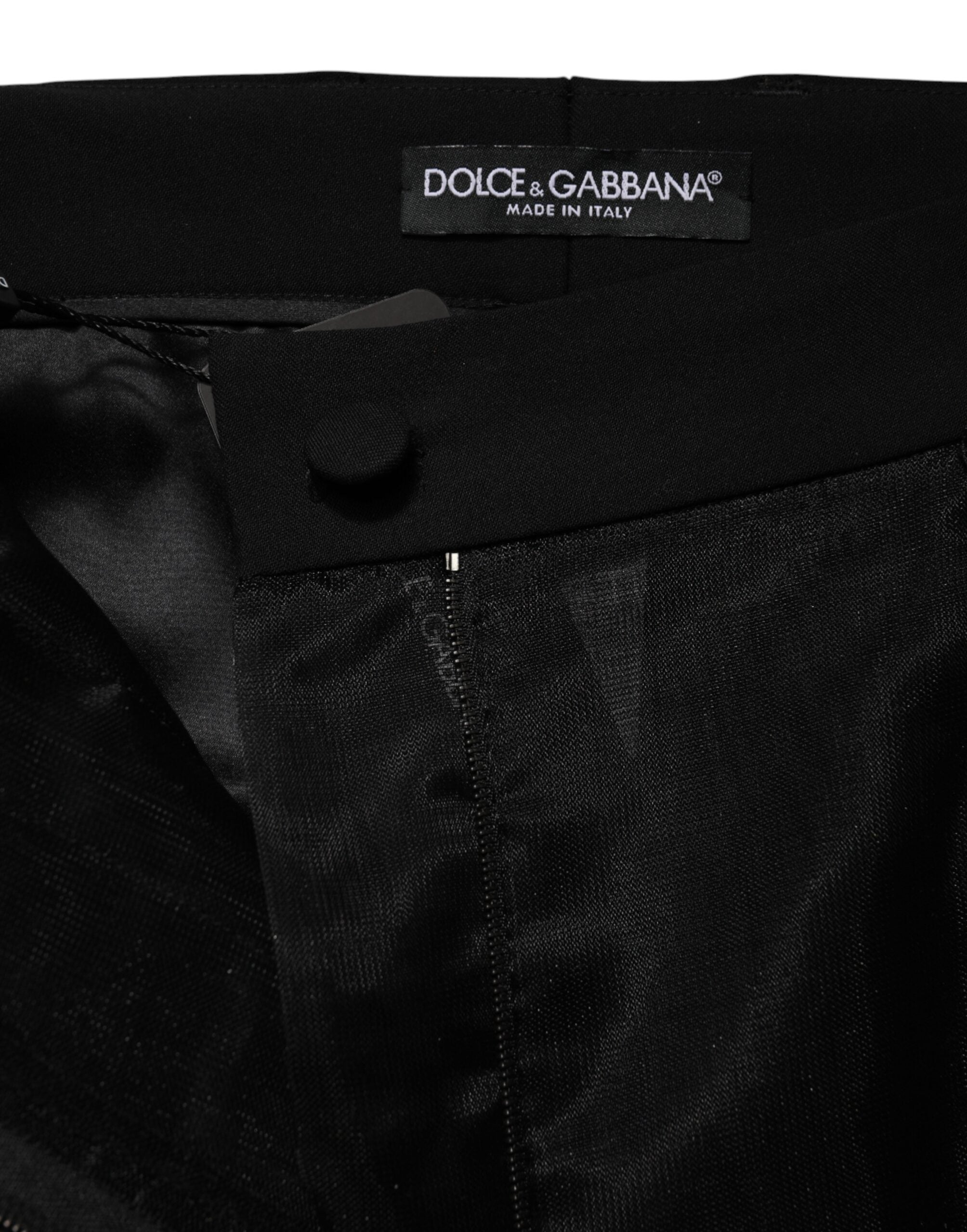 Schwarze Hose mit hoher Taille aus Tüllwolle