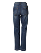Blue Floral Embroidered BOYFRIEND Denim Jeans