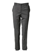 Dunkelgraue Karierte Tartan-Hose aus Schurwolle
