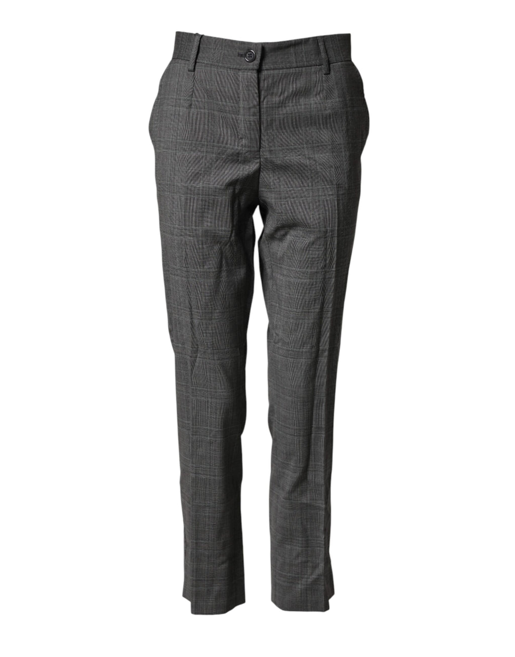 Dunkelgraue Karierte Tartan-Hose aus Schurwolle