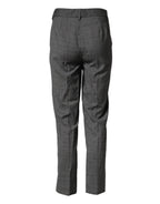 Dunkelgraue Karierte Tartan-Hose aus Schurwolle