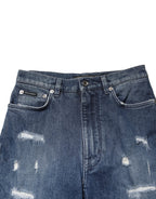 Blue Distressed Washed Logo GRACE Denim Jeans