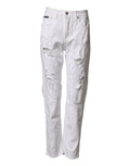 White Distressed Cotton BOYFRIEND Denim Jeans
