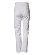 White Distressed Cotton BOYFRIEND Denim Jeans