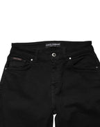 Black Cotton Skinny Mid Waist Denim Jeans