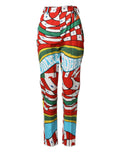 Gerade Hose mit mehrfarbigem geometrischem Muster