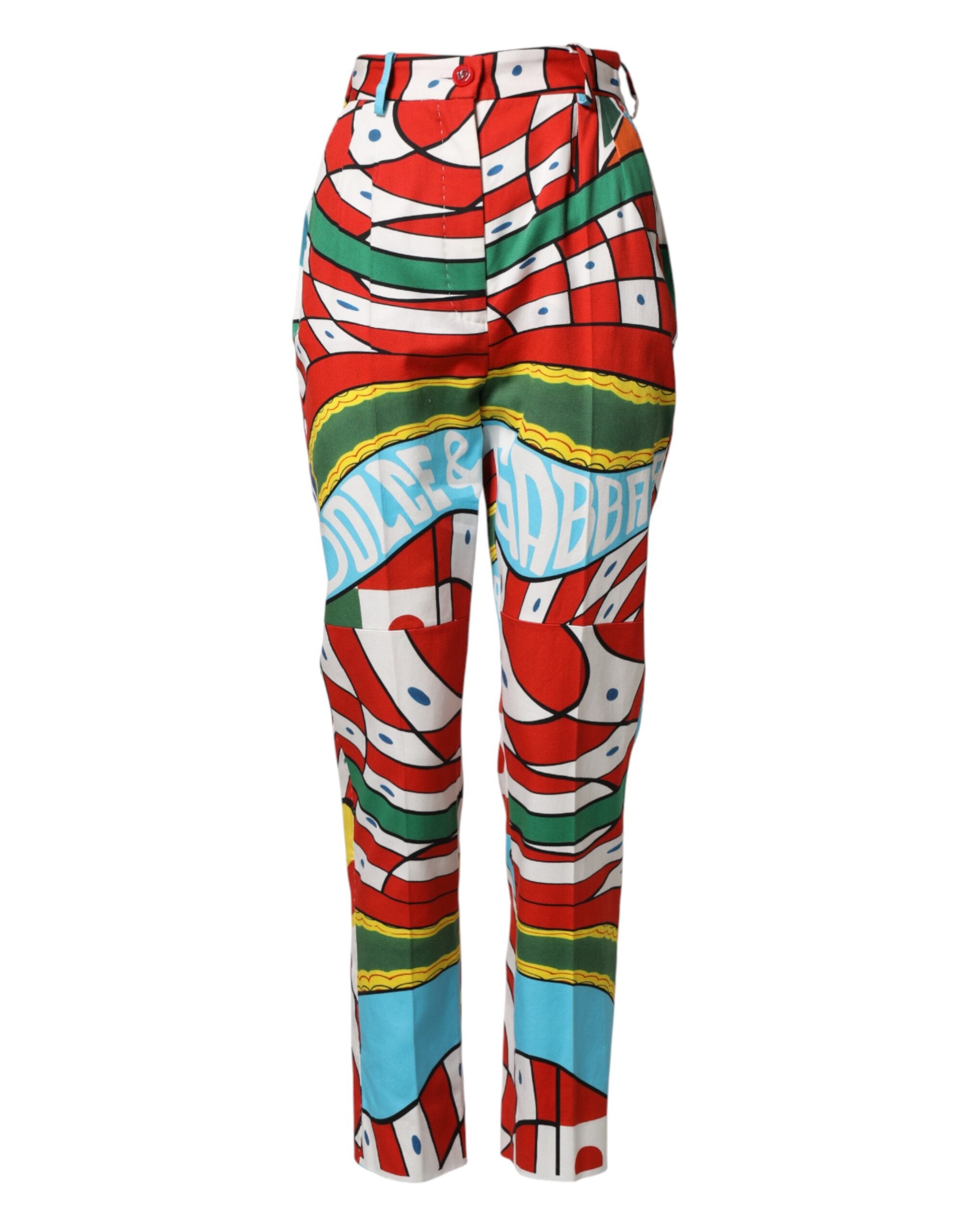 Gerade Hose mit mehrfarbigem geometrischem Muster