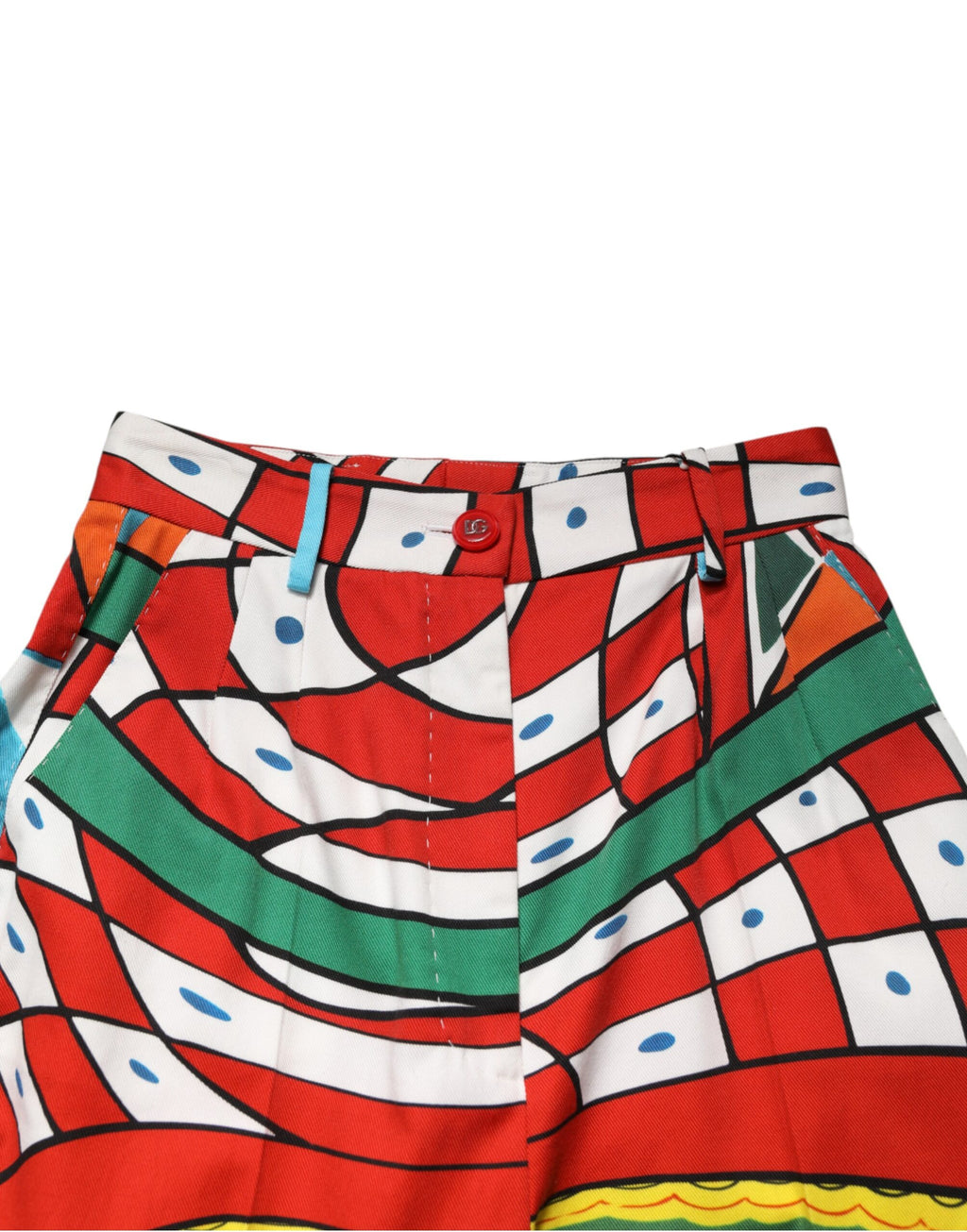 Gerade Hose mit mehrfarbigem geometrischem Muster