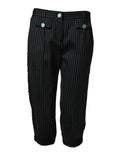 Schwarze Wollhose mit Streifen in Cropped-Länge