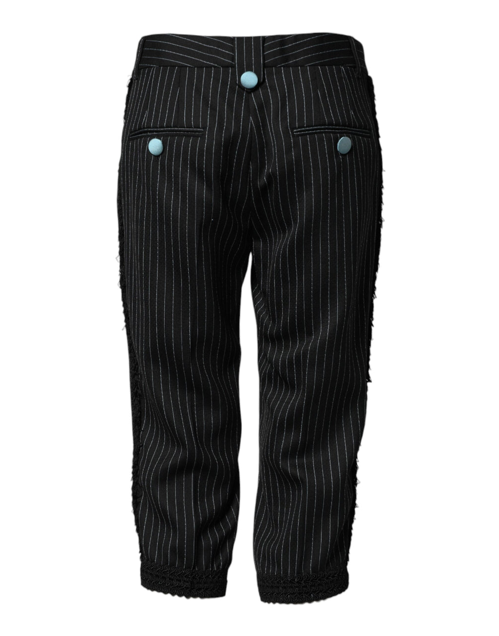 Schwarze Wollhose mit Streifen in Cropped-Länge