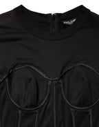 Black Cotton Bustier Corset Short Sleeves T-shirt