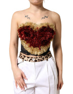 Bustier-Korsett-Oberteil „Schwarzes Goldherz“ aus Lametta