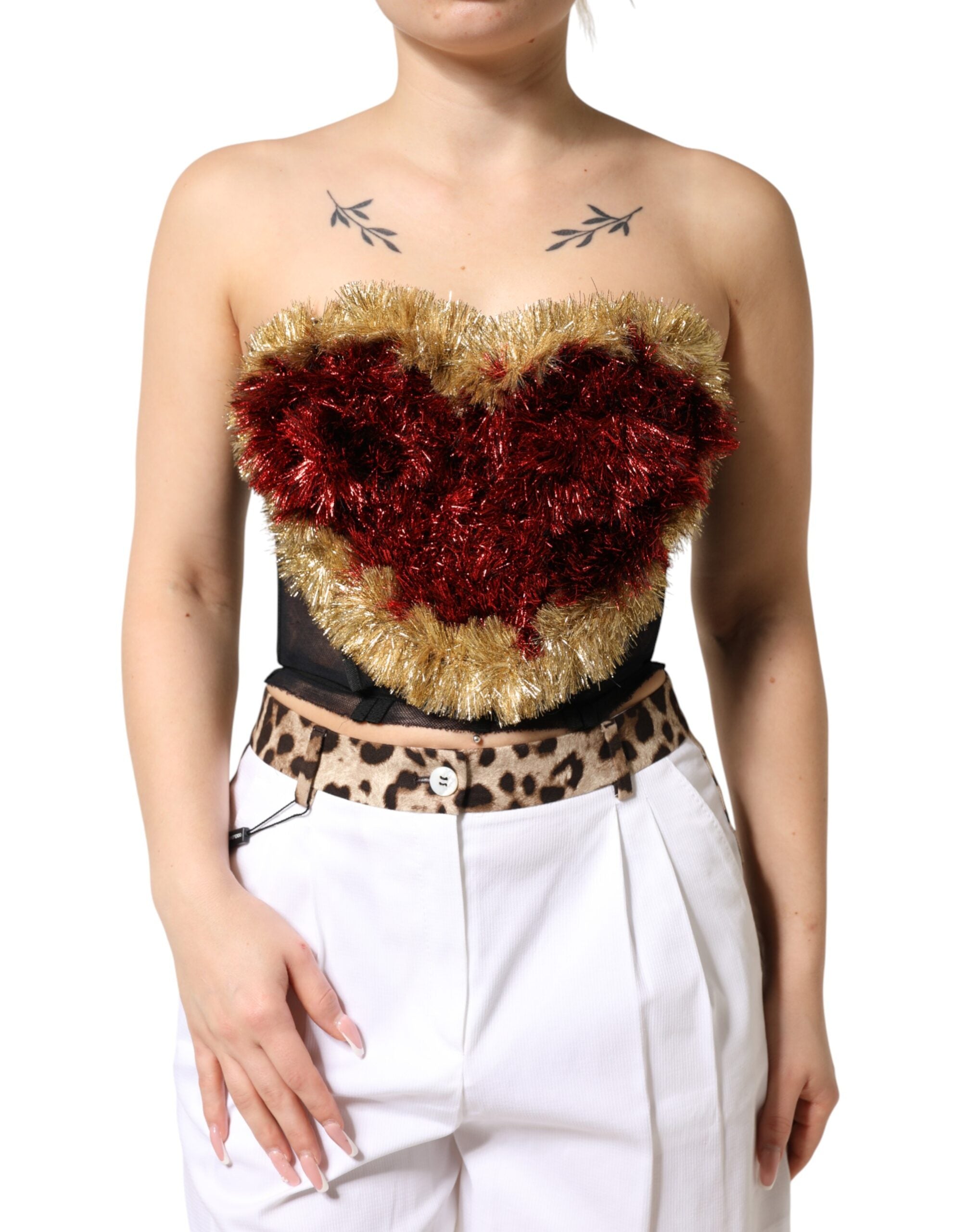 Bustier-Korsett-Oberteil „Schwarzes Goldherz“ aus Lametta