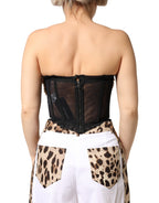 Bustier-Korsett-Oberteil „Schwarzes Goldherz“ aus Lametta