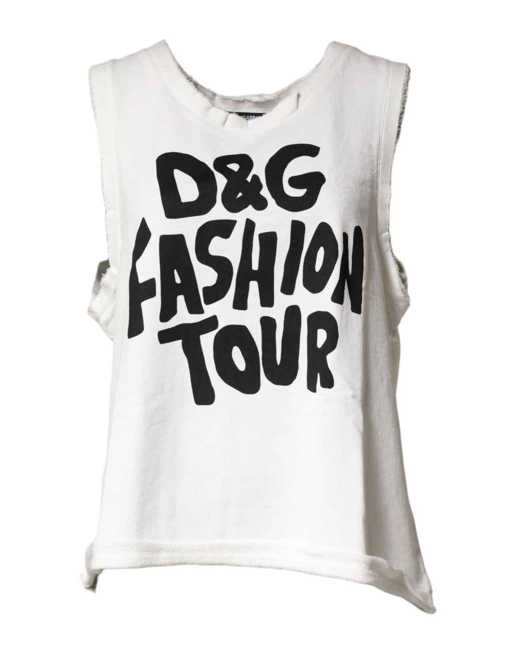 Weißes ärmelloses Tanktop mit Rundhalsausschnitt und Grafikprint