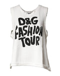 Weißes ärmelloses Tanktop mit Rundhalsausschnitt und Grafikprint