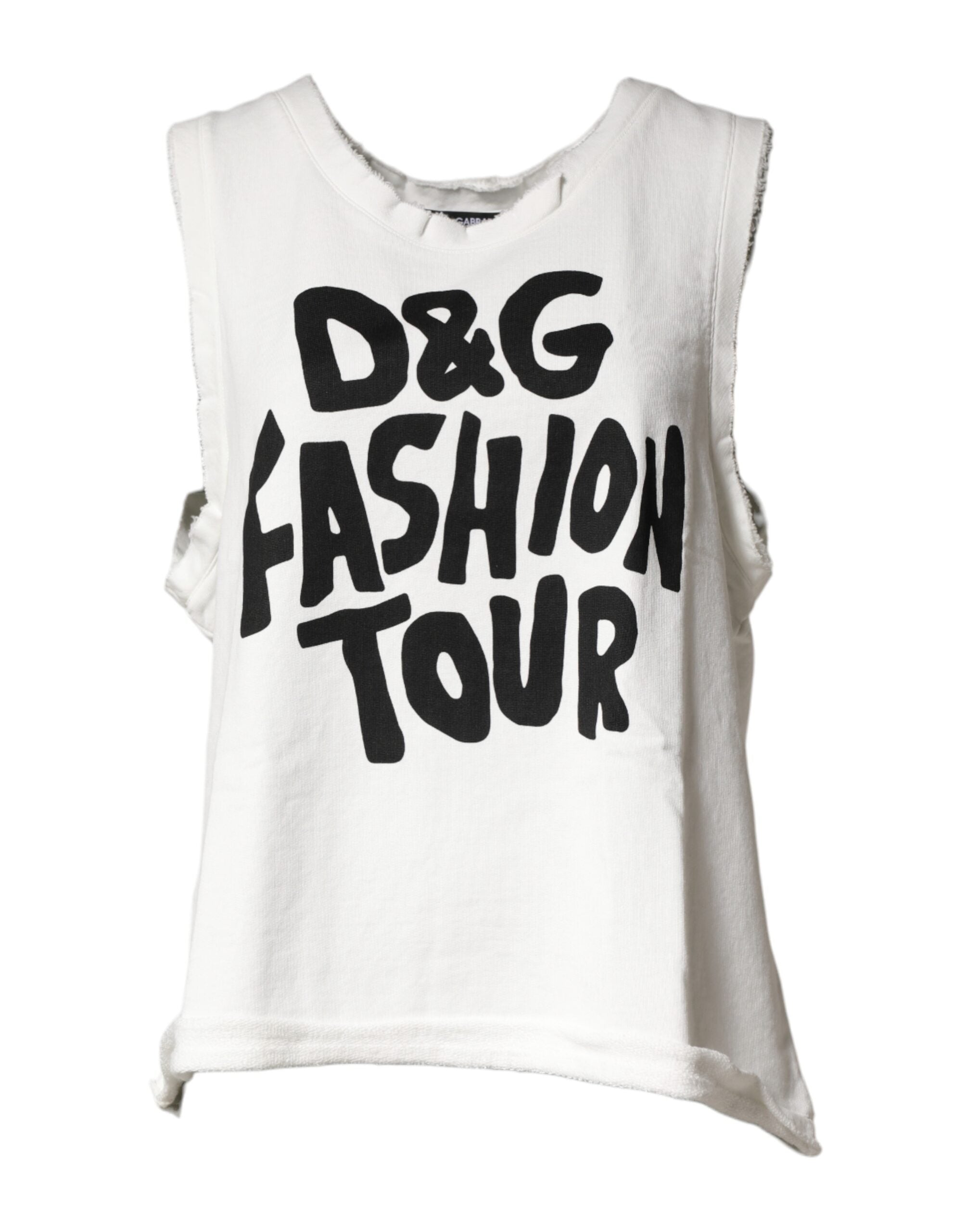 Weißes ärmelloses Tanktop mit Rundhalsausschnitt und Grafikprint