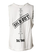Weißes ärmelloses Tanktop mit Rundhalsausschnitt und Grafikprint