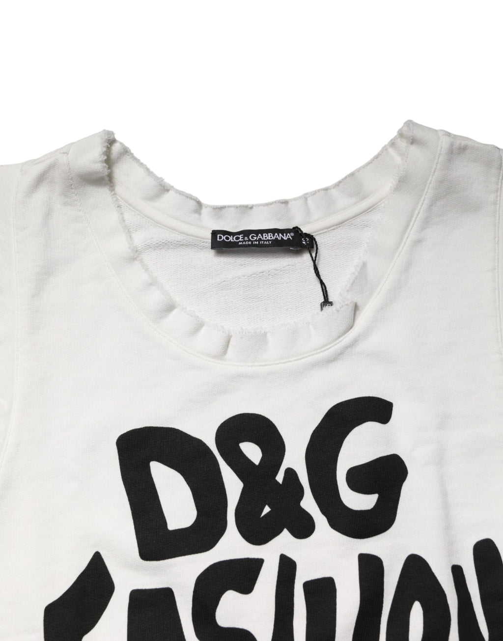 Weißes ärmelloses Tanktop mit Rundhalsausschnitt und Grafikprint
