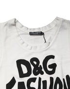 Weißes ärmelloses Tanktop mit Rundhalsausschnitt und Grafikprint