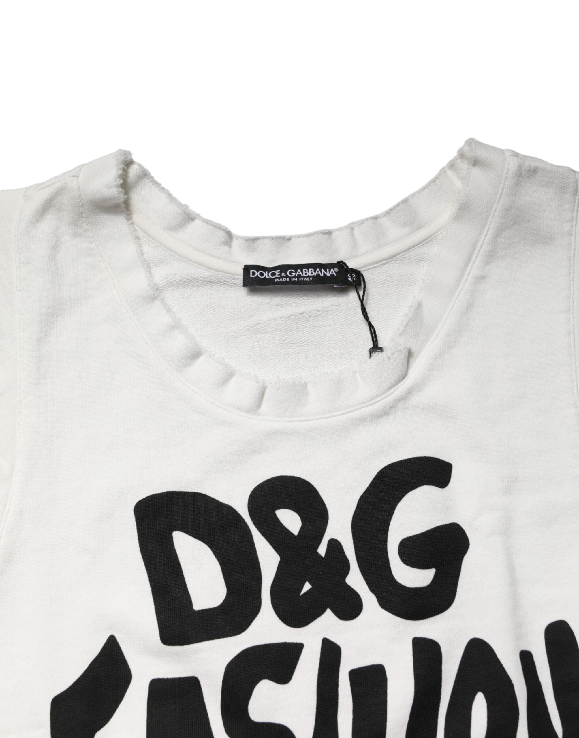 Weißes ärmelloses Tanktop mit Rundhalsausschnitt und Grafikprint