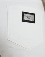 Wide Leg White Cotton Cropped Denim Jeans