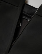 Black Nylon Pencil Cut High Waist Mini Skirt