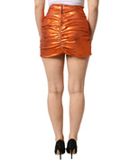 Metallic orangefarbener Minirock aus Viskose mit hoher Taille