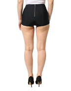 Multicolor Embellished High Waist Hot Pants Shorts