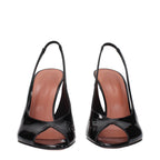 Black Leather Stiletto Heel Sandals