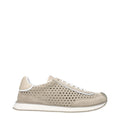 Beige Low-Top-Sneaker aus Stoff