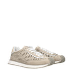Beige Low-Top-Sneaker aus Stoff