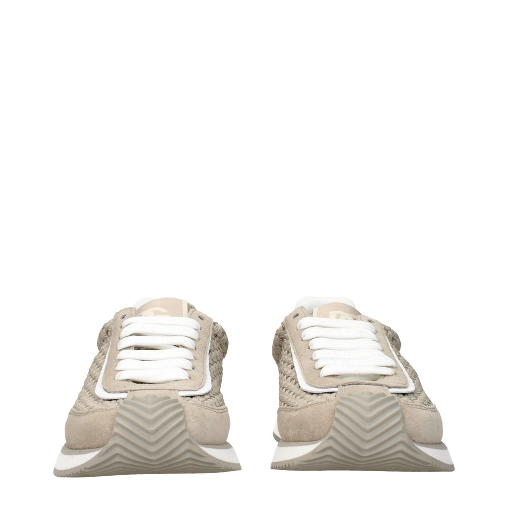 Beige Low-Top-Sneaker aus Stoff