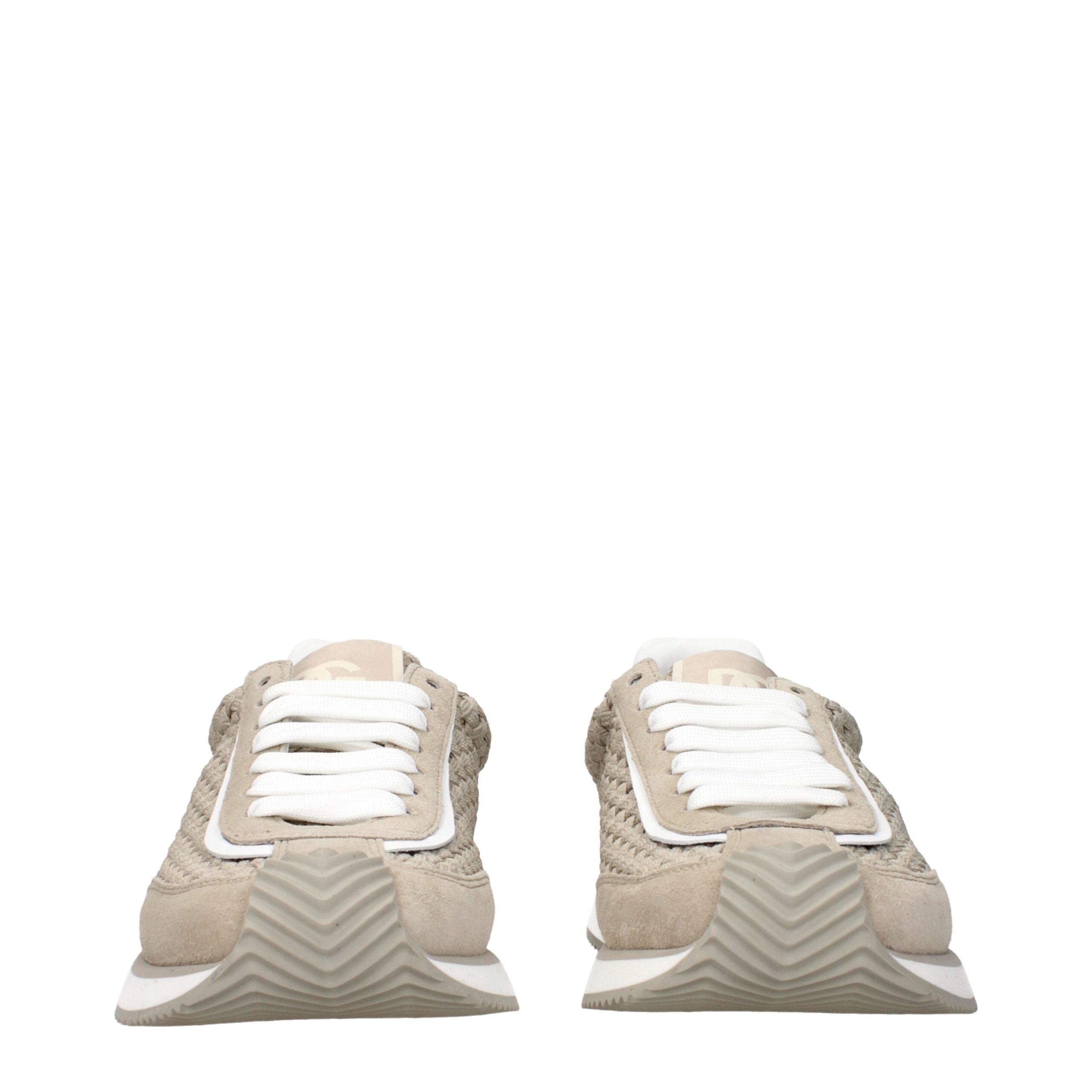 Beige Low-Top-Sneaker aus Stoff