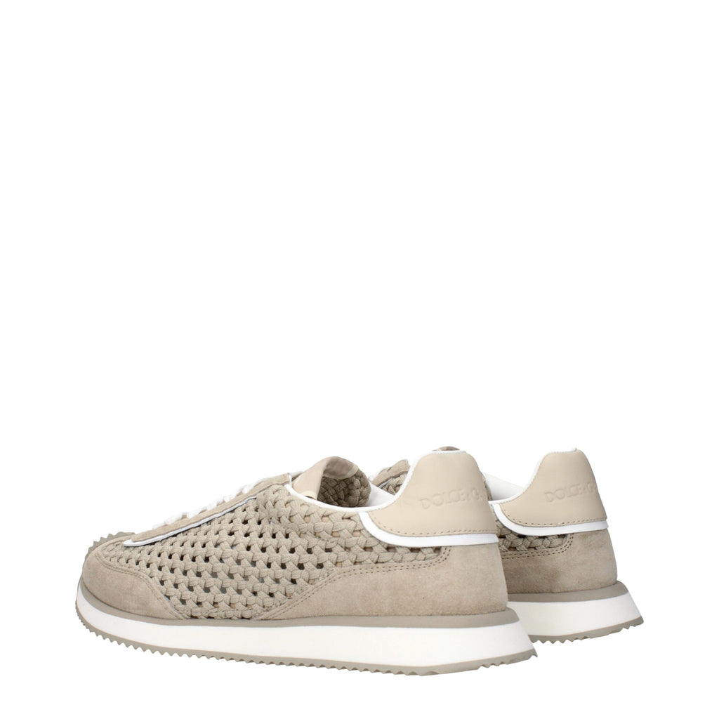 Beige Low-Top-Sneaker aus Stoff
