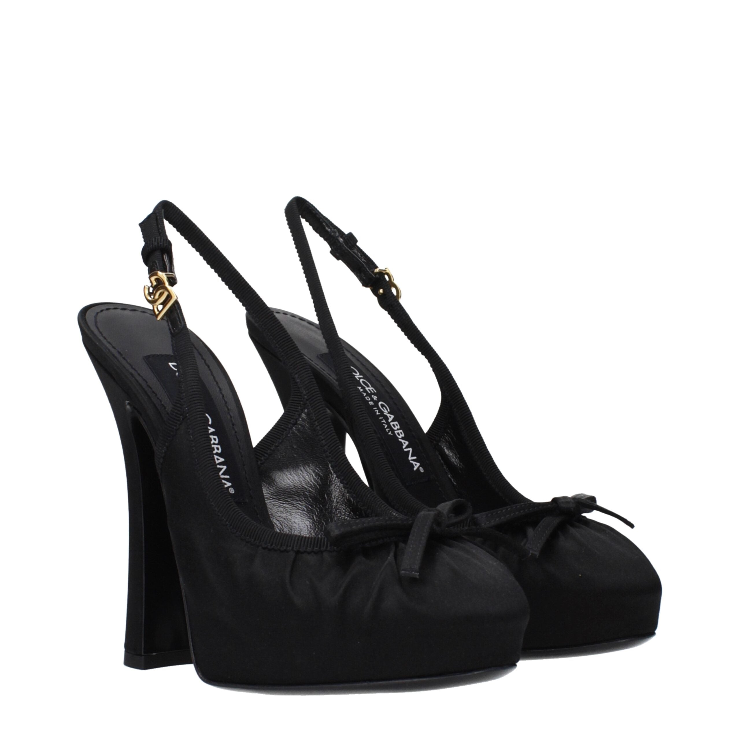 Décolleté in Raso Nero con Tacco Alto