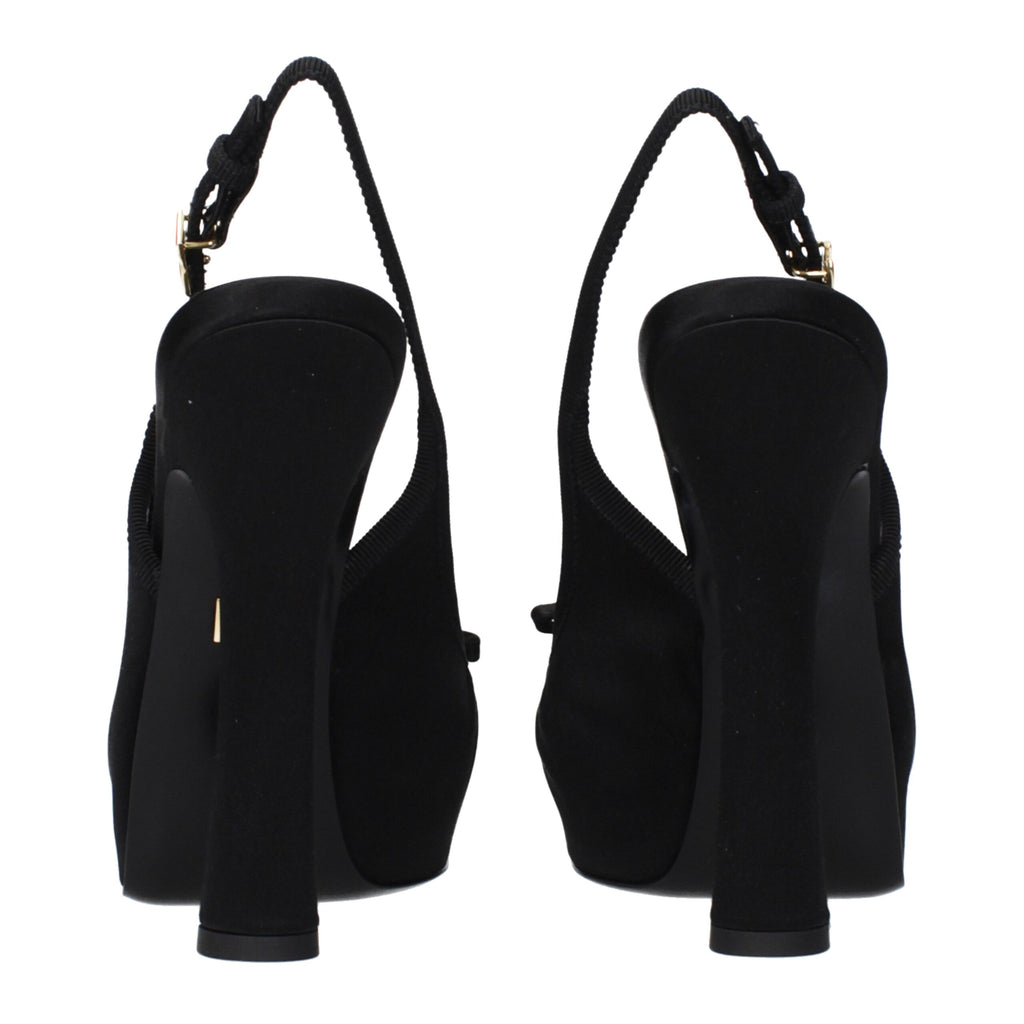 Décolleté in Raso Nero con Tacco Alto