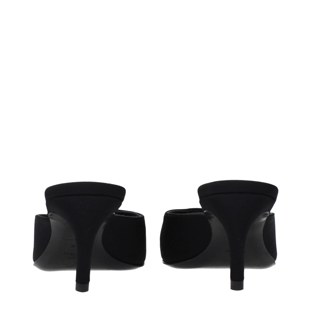 Black Fabric Flat Sandals
