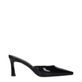 Schwarze flache Ledersandalen