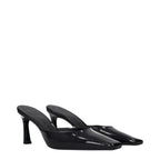 Schwarze flache Ledersandalen