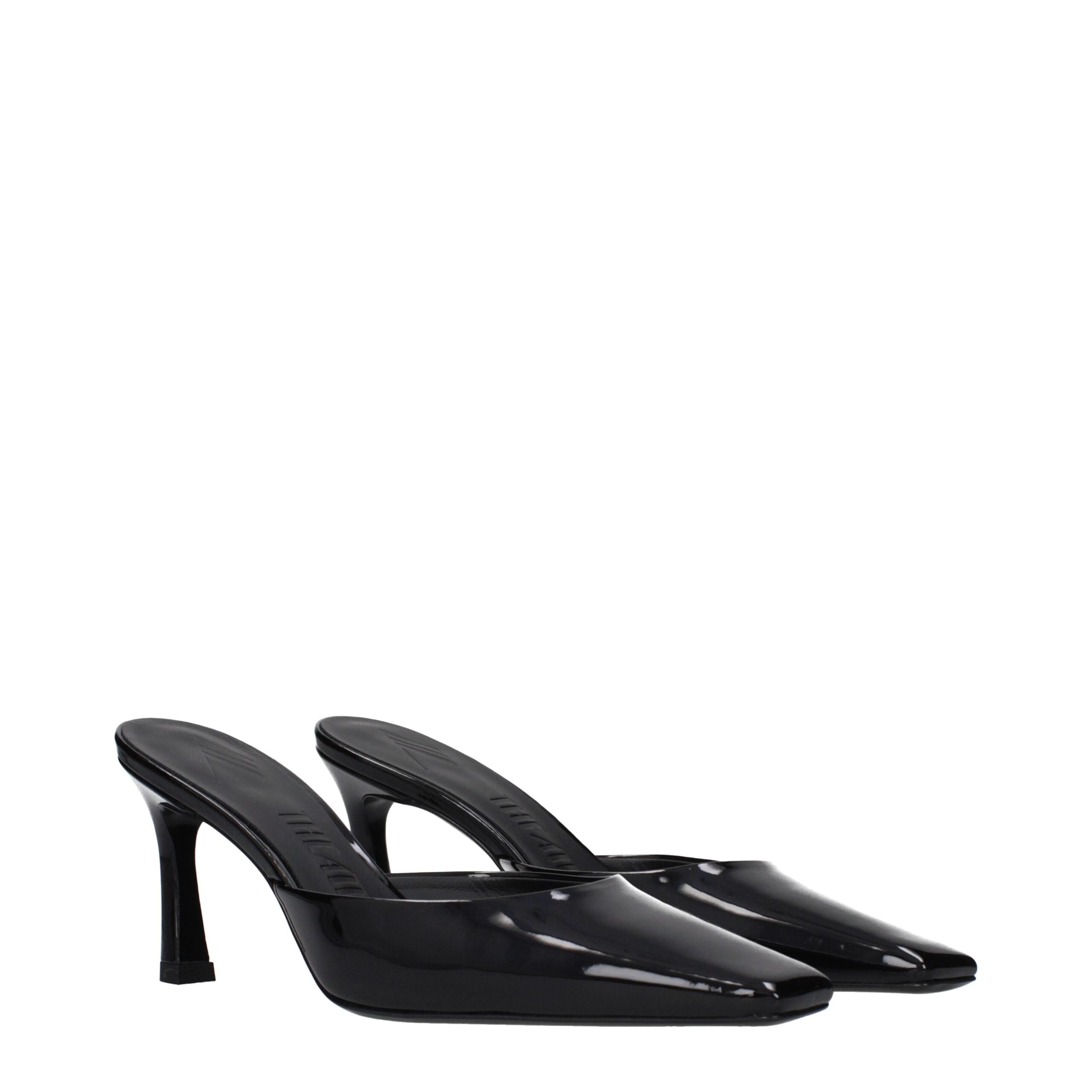Schwarze flache Ledersandalen