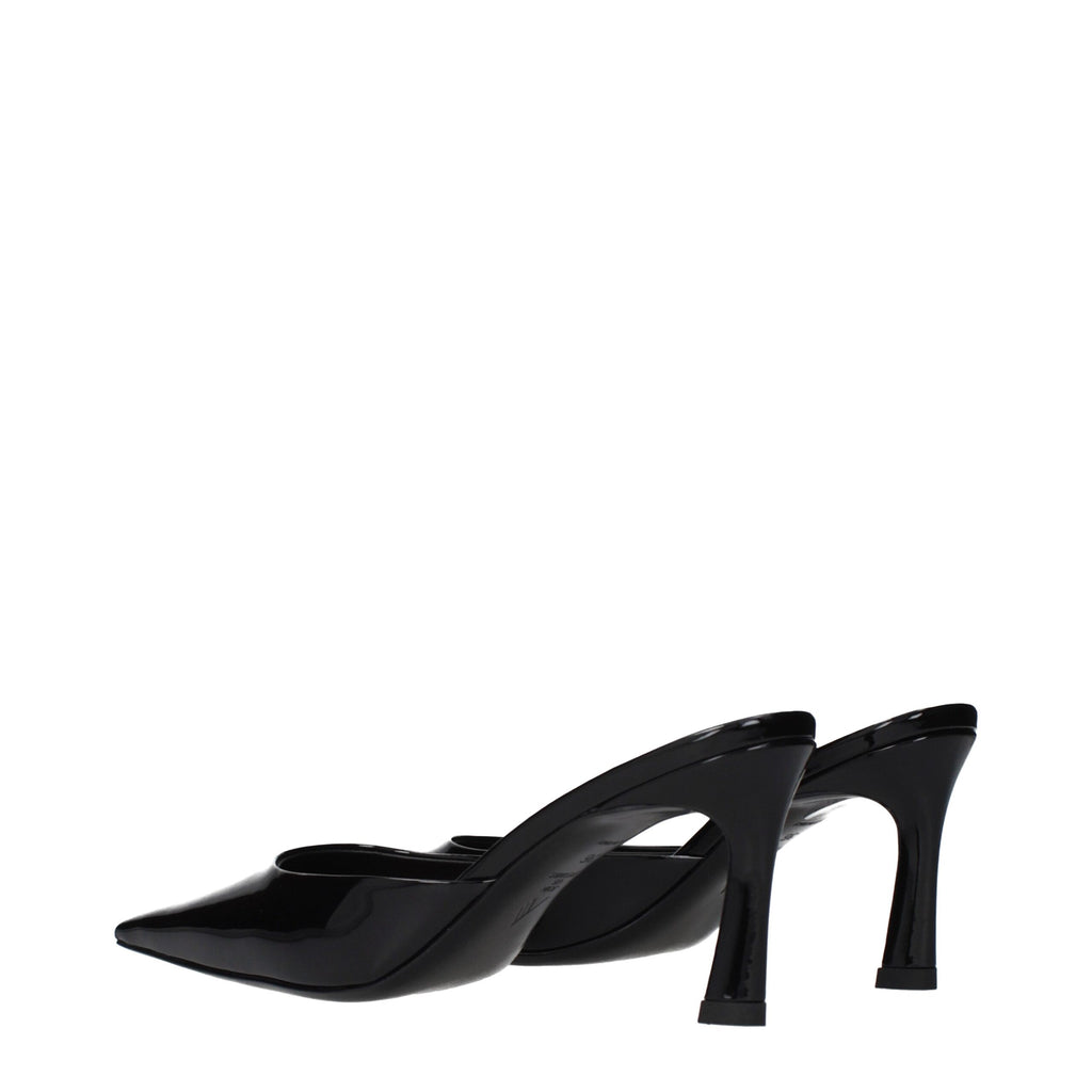 Schwarze flache Ledersandalen
