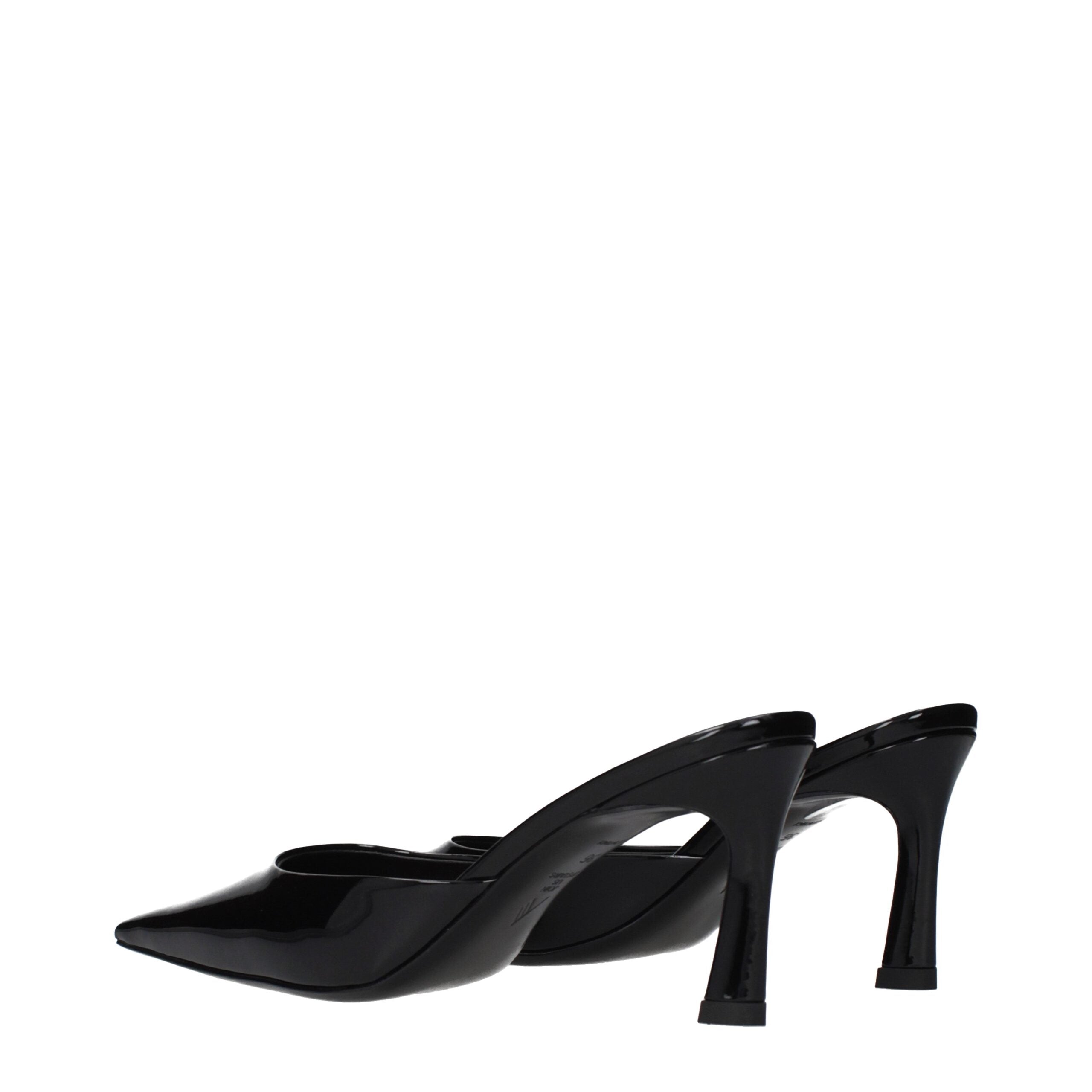 Schwarze flache Ledersandalen