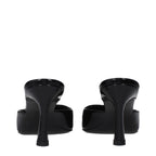 Schwarze flache Ledersandalen