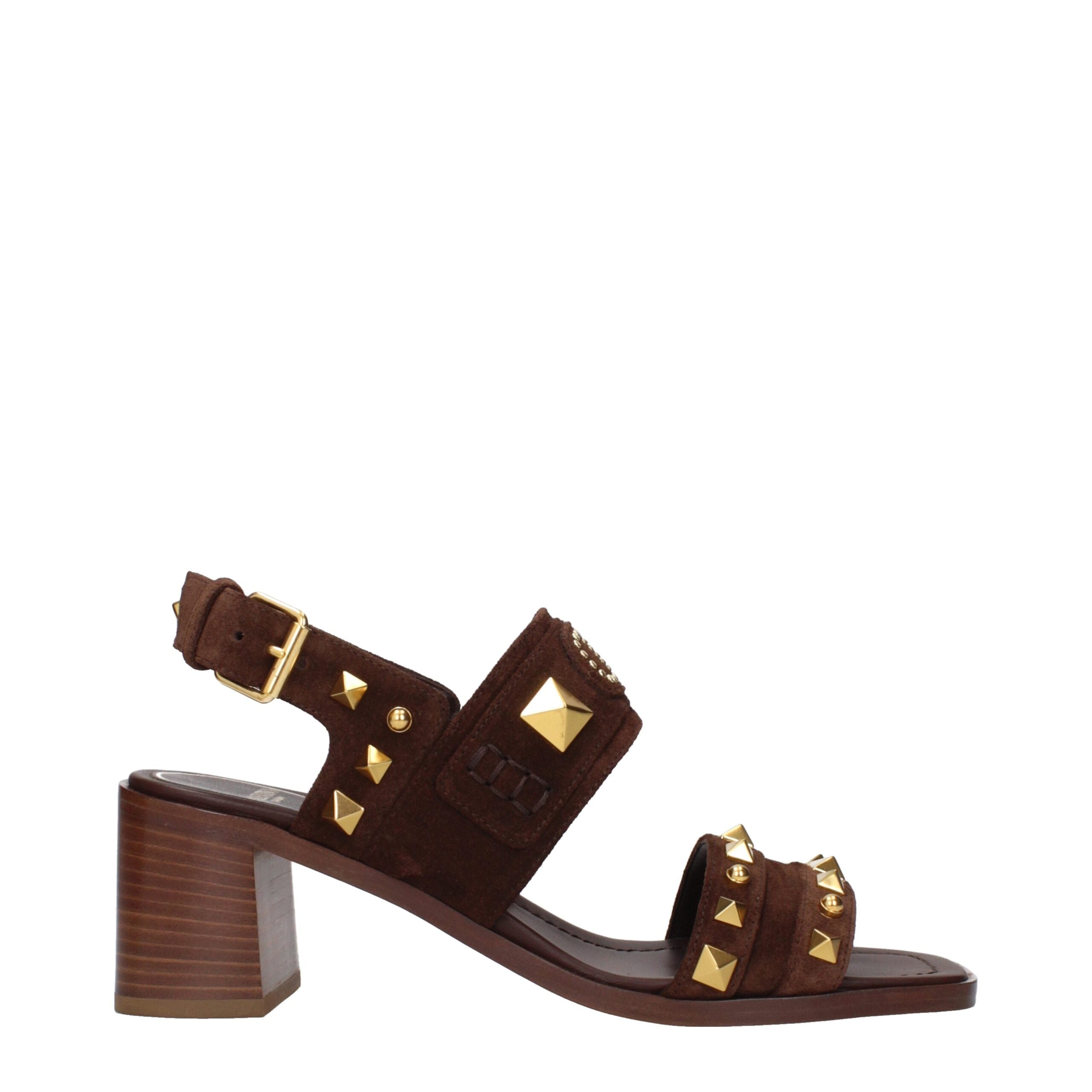 Braune Leder-Riemchensandalen