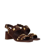 Braune Leder-Riemchensandalen