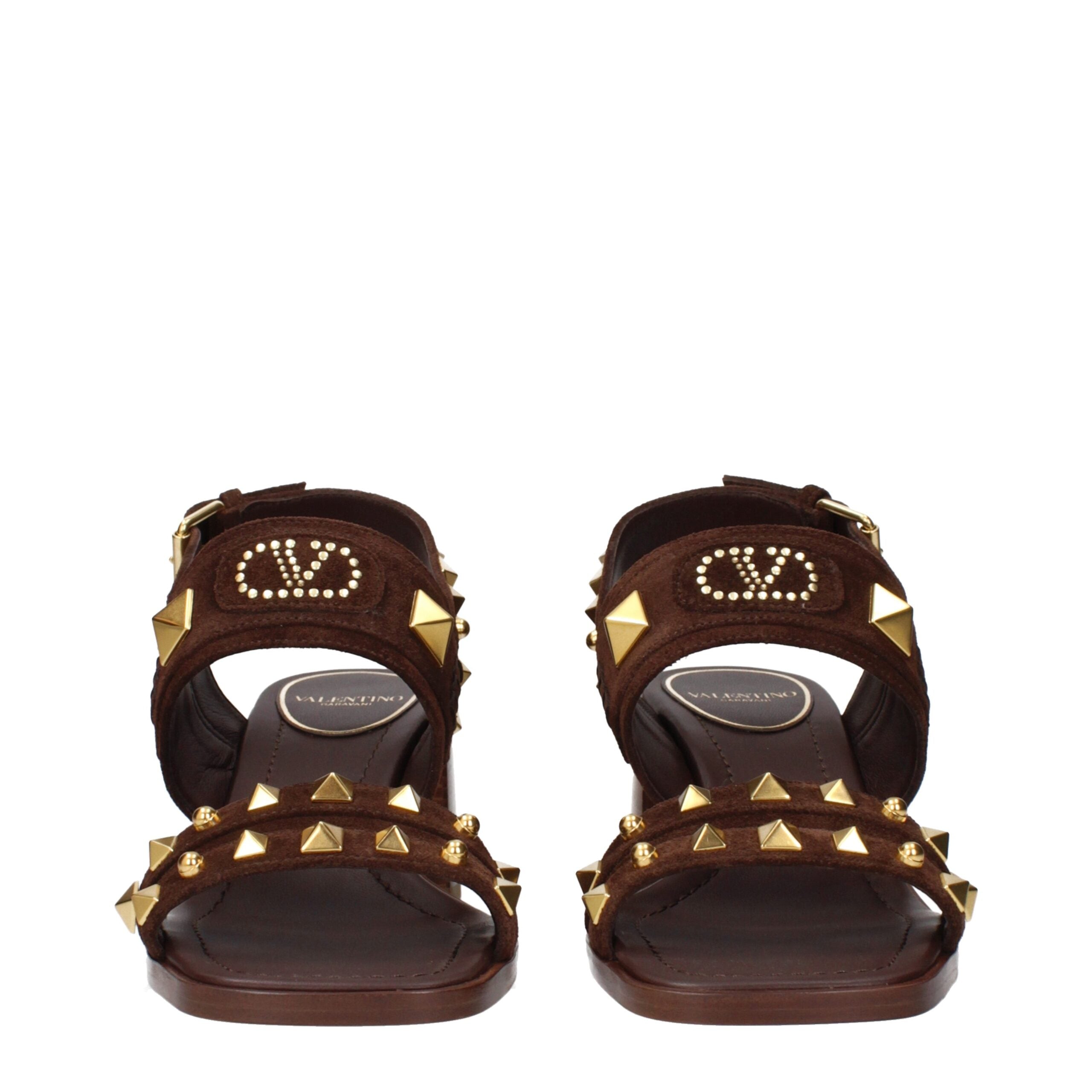 Braune Leder-Riemchensandalen